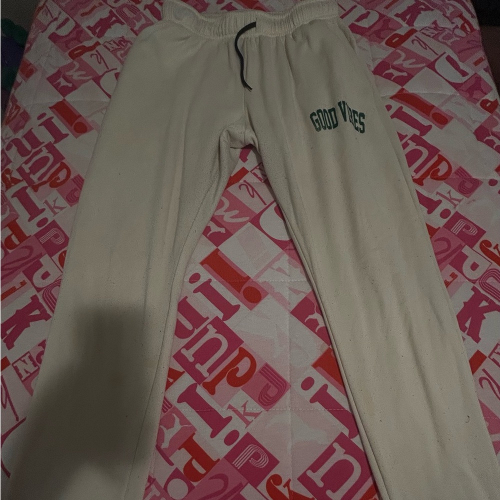 Women's Cream 'Good Vibes' Joggers